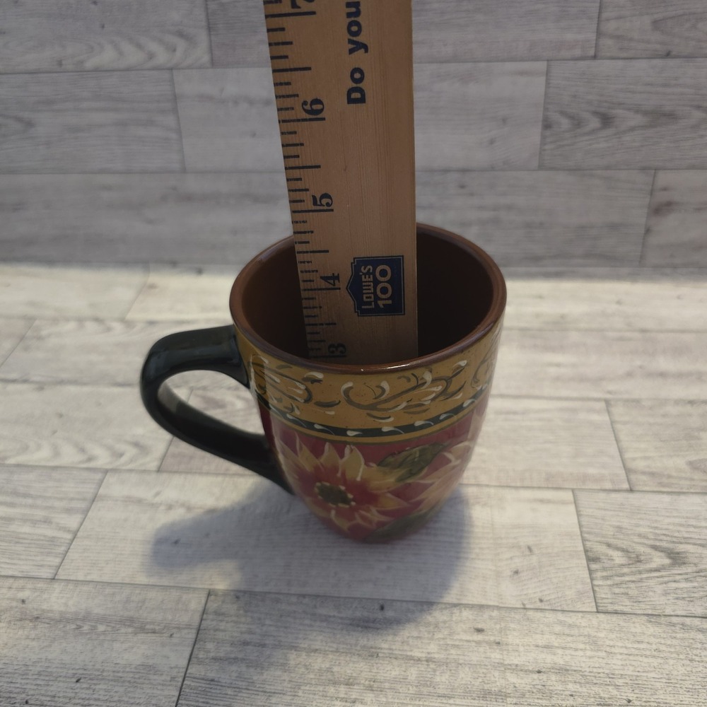 Pier 1 Sunflower Mug Set Tuscan Fall Autumn Stoneware Coffee Cup Pair - Picture 10 of 10